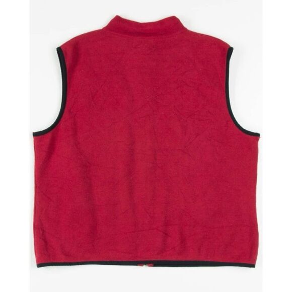 Vtg Woolrich Sweater Vest Red Stocking Applique Christmas Santa Full Zip M - Picture 2 of 6